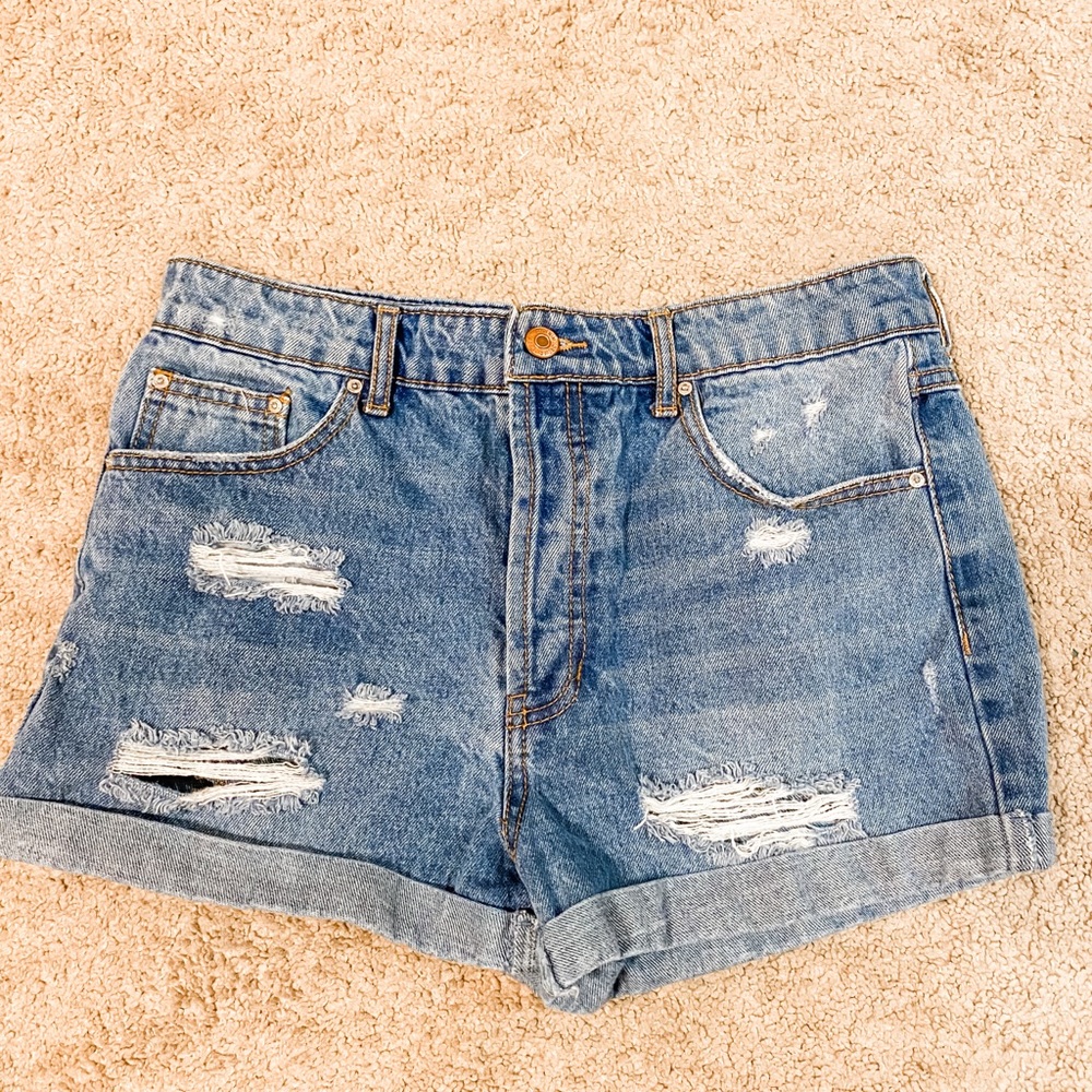 Distressed Denim Shorts